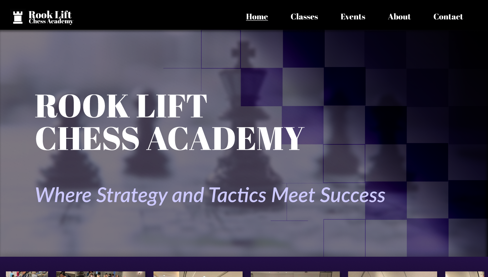 Preview of the homepage for Rooklift Chess Academy